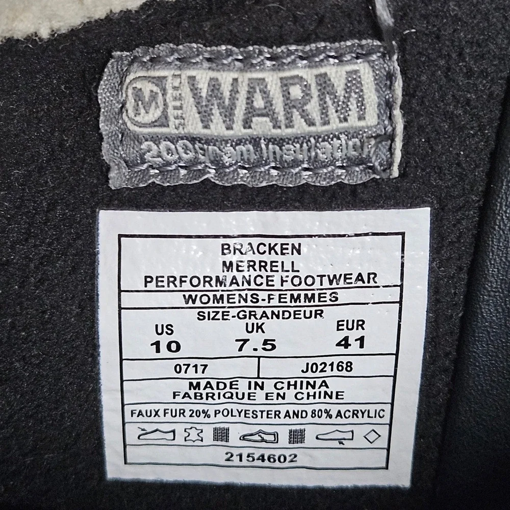 Merrell Murren Bracken Snow Boots Women 10 Brown‎ J02168 WTPF Insulated Faux Fur